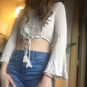 Bell Sleeve Crop Top